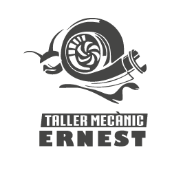 Logotip a una tinta de Taller Mecànic Ernest.